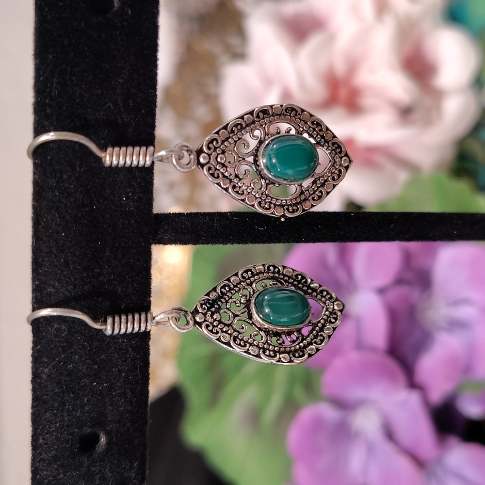 5 Pair Set Of Gemstone Silver Plated Earrings!  You Get All 5! - Picture 6 of 6